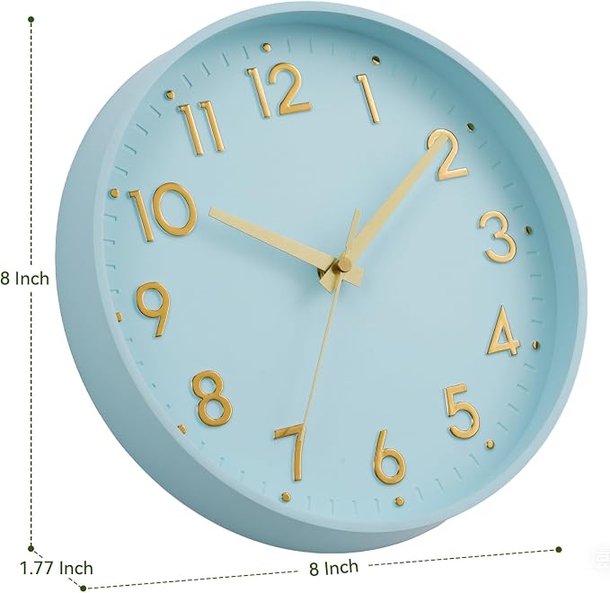 Mosewa Wall Clock 8 Inch, Wall Clocks Battery Operated Silent Non-Ticking - Image 3