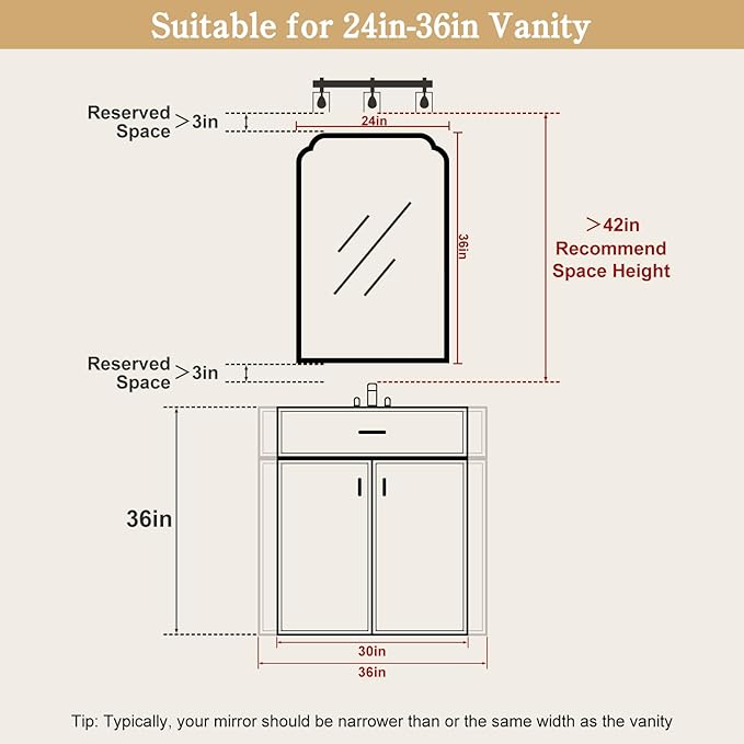 WallBeyond Wooden Framed Wall Mirror, Natural Wood Bathroom Vanity Mirror - Image 5