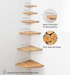 Corner Shelf, Solid Oak Wood Floating Corner Shelf Wall Mount Round End - Image 6