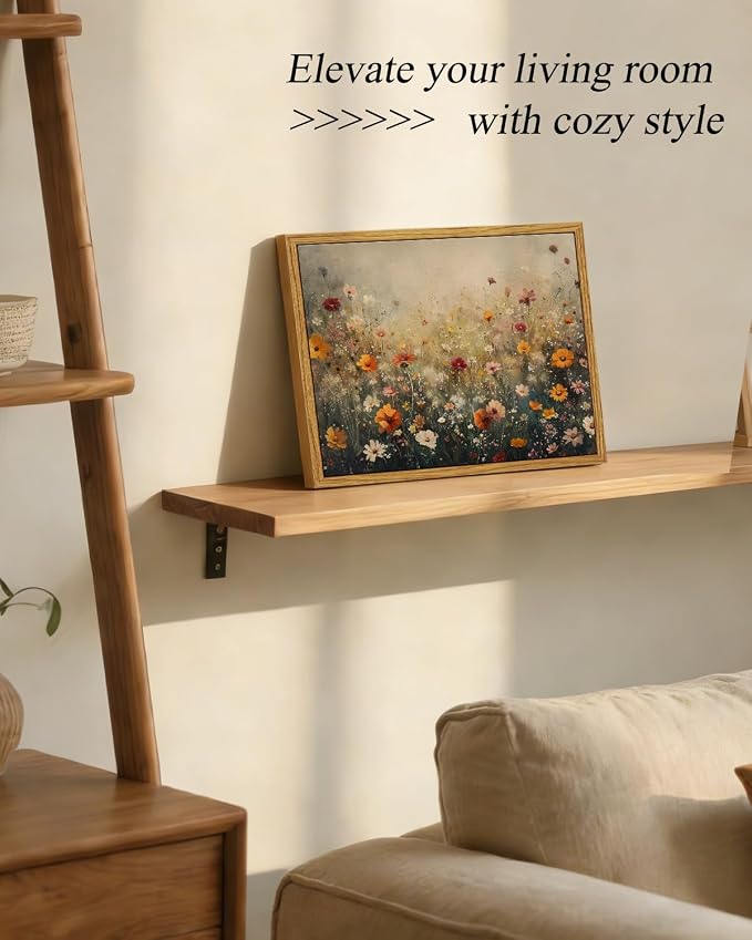 InSimSea Framed Canvas Wall Art, Vintage Flower Wildflower Prints Wall Decor - Image 3