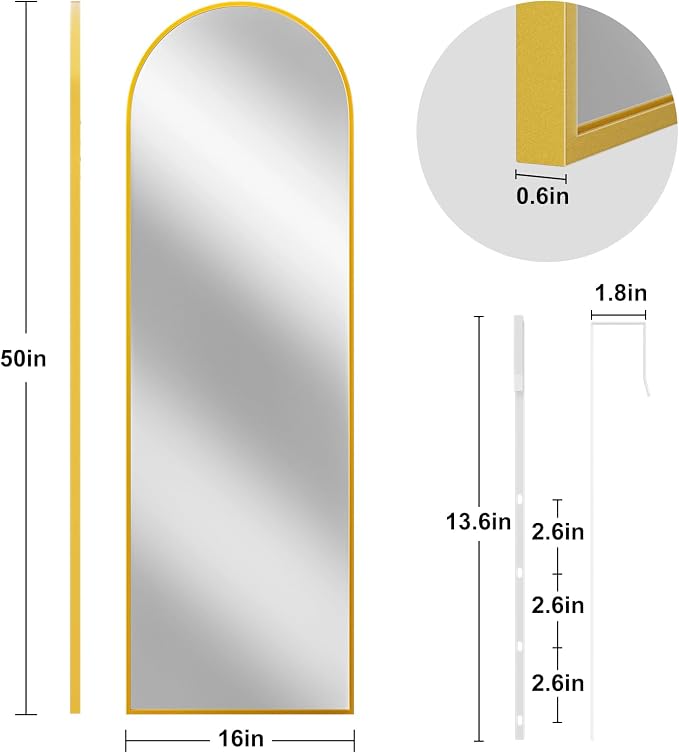 Rowjut Full Length Door Mirror, Wall Mounted Wall Mirrors, Cloakrooms, etc. - Image 6