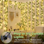 suddus 200 LED Vine with Light Plug in, 6.5ft x 6.5ft Ivy Fairy Curtain Lights - Image 2