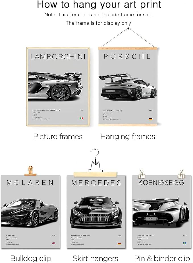 CSLGQGV Car Posters Vintage Racing Car Wall Art Supercar Canvas Prints Painting - Image 5