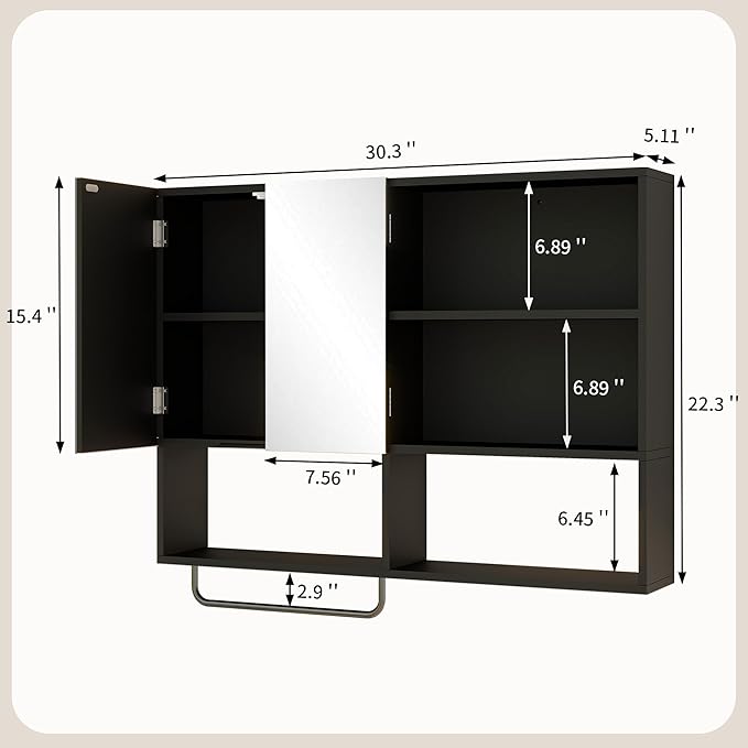 Medicine Cabinet, Wooden Bathroom Wall Cabinet - Image 2