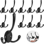 Wall Mounted Coat Hooks 10 Packs Heavy Duty Black Hardware Robe Hooks Decorative by HADWER