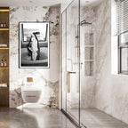 Trendy Black and White Poster Funny Woman Drinking Wine in Bathtub Wall Art - Image 3