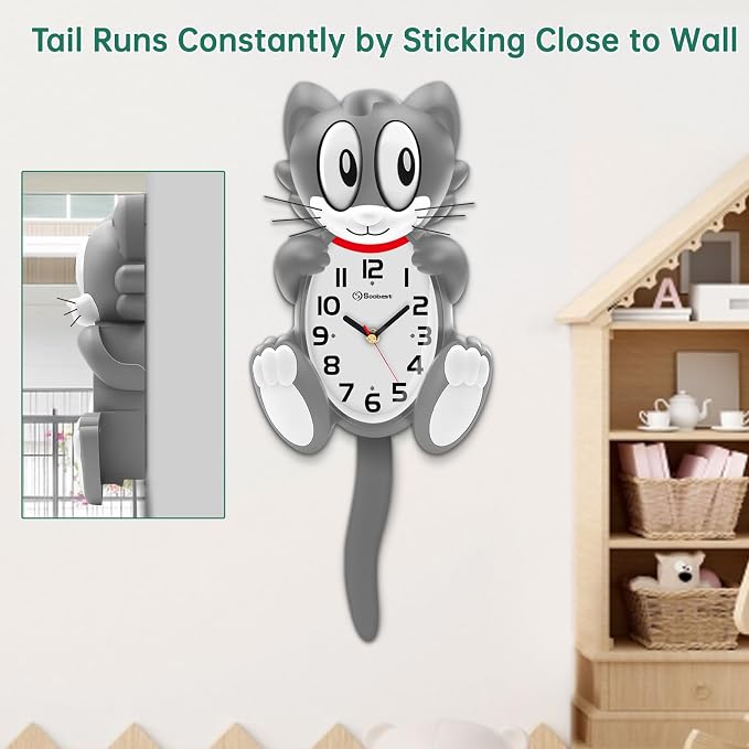 Soobest 18 Inch Large 3D Cat Wall Clock Battery Operated - Image 3