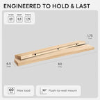 Homeforia 60 inch Natural Floating Shelf, High End Solid Real Wood 60inch Small - Image 2