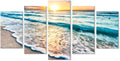 Goldfoilart 5 Pieces Beach Coastal Wall Art Sea Sunset Seascape Pictures Ocean by Goldfoilart