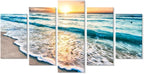 Goldfoilart 5 Pieces Beach Coastal Wall Art Sea Sunset Seascape Pictures Ocean by Goldfoilart