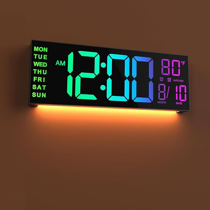 JALL 13" Large Digital Wall Mount Clock, Count Down Timer, Big LED, Temperature by JALL