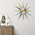 22 Inch Mid-Century Style Metal Crystal Wall Clock, Star-Shaped Silent - Image 7
