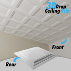 Art3d 12-Pack Square Drop Ceiling Tile 2ft x 2ft in White, PVC Ceiling Panel 24 - Image 3