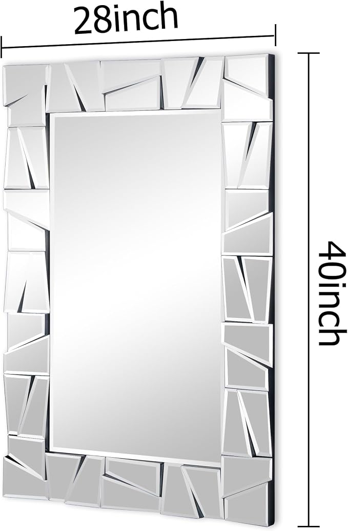 Chende Large Wall Mirrr with 3D Glass Frame, Modern Living Room Mirror - Image 6