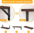 YGEOMER Brown Floating Shelves for Wall, 16.5 Inch Farmhouse Wall Shelves for - Image 4