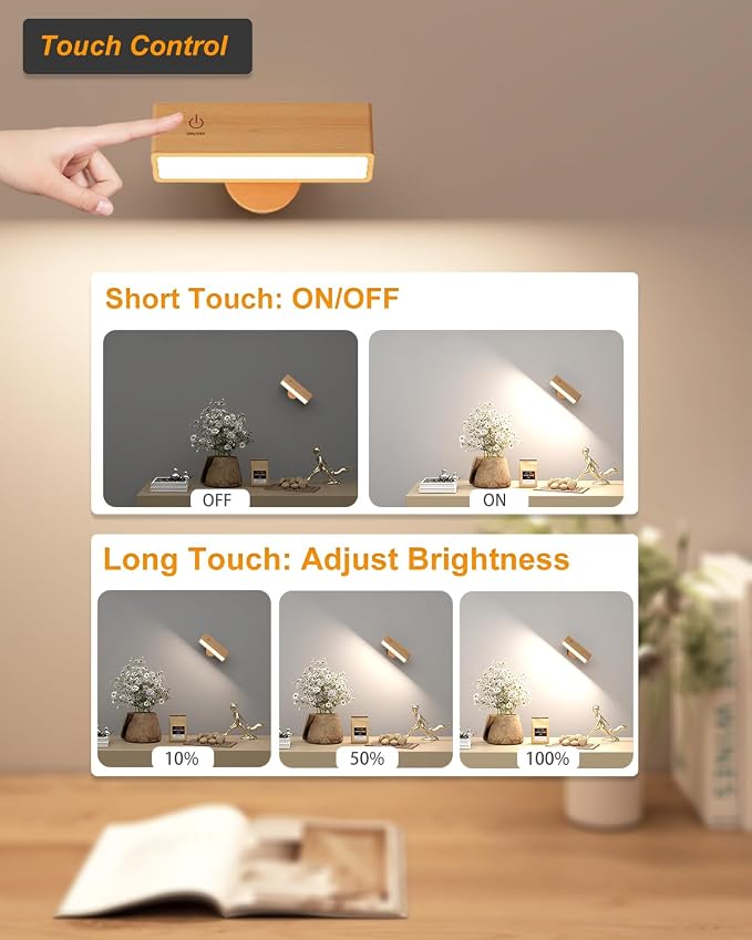DetarZinLED Battery Operated Wall Sconces Set of 2, Rechargeable Wall Lights - Image 4