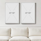 Large White Framed Blue and Gold Abstract Canvas Wall Art, 2 Piece Modern - Image 3
