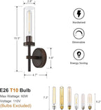 SANTOSTOCK Oil Rubbed Bronze Wall Sconces Set of Two, Bathroom Wall Sconces - Image 6
