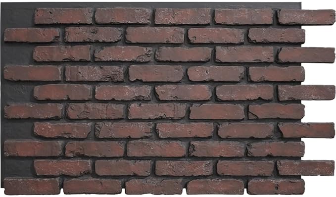 EverStone Aged Brick Faux Brick Panel, 46 7/8"W x 27"H x 1 1/4"D, Cinder Color by EkenaMillwork