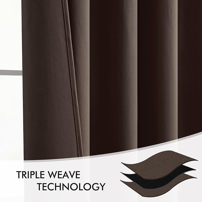 MIULEE Chocolate Brown Back Tab Blackout Curtains 72 Inches Long 2 Panels Set - Image 7