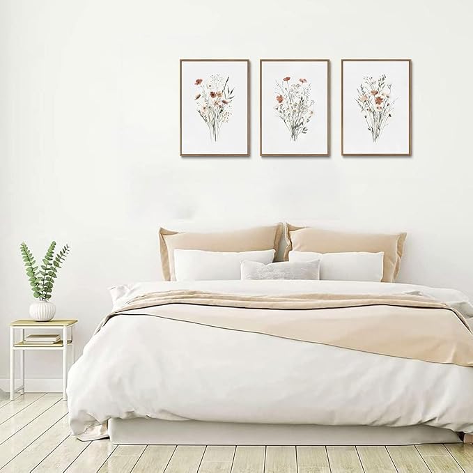 KISSFOX Framed Wildflower Wall Art Floral Canvas Wall Art Flower Pictures Wall - Image 8