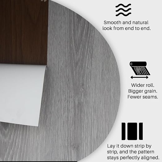 Wood Grain Peel and Stick Floor Tiles – 11.8” Width, Full Roll Length of 394" – - Image 3
