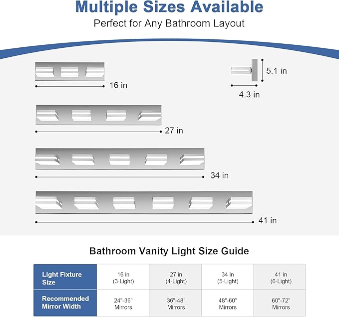 Modern LED Bathroom Lights Fixtures 6-Light, Stainless Steel Chrome Acrylic - Image 2