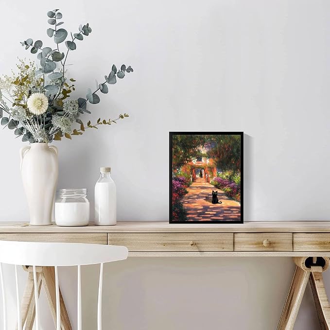 Hamduker Garden Black Cat Wall Art Pictures Funny Preppy Cat Posters Wall Art - Image 4