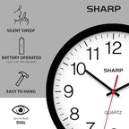 Sharp Wall Clock – Black, Silent Non Ticking 14 Inch Quality Quartz Battery - Image 5