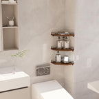 Trwcrt Corner Shelf Wall Mounted Set of 3, Floating Wall Shelves Rustic Wooden - Image 6