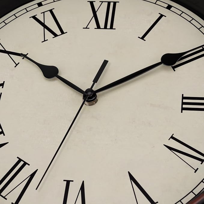 Foxtop 14 Inch Roman Numerals Wall Clock Battery Operated Silent Non-Ticking - Image 8