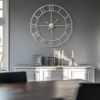 Cuspin 30 Inch Large Wall Clock, Modern Silver Metal Big Decorative Wall Clock - Image 2