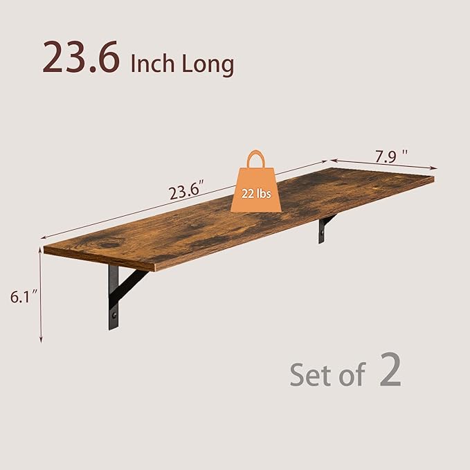 DINZI LVJ Wall Shelves, 23.6 x 7.9 x 6.1 Inch Floating Shelves - Image 3