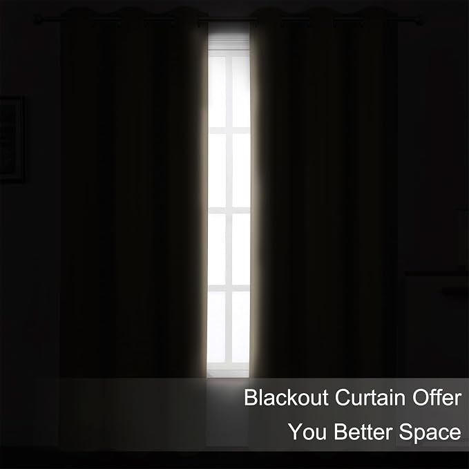 LEMOMO Khaki Thermal Blackout Curtains/52 x 54 Inch/Set of 2 Panels Room - Image 3