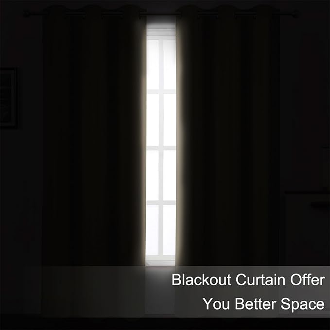 LEMOMO Khaki Blackout Curtains 66 x 63 Inch Length/Set of 2 Curtain - Image 3