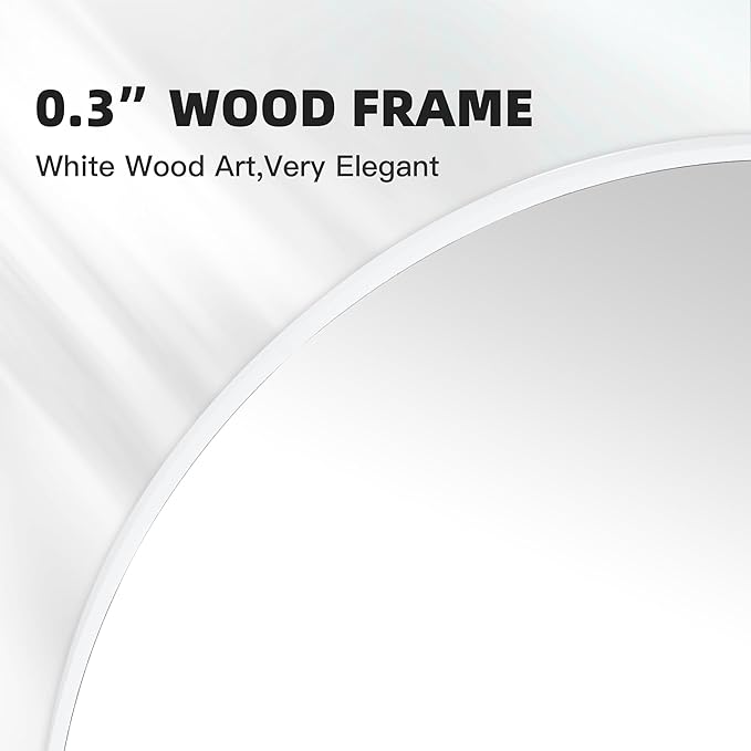 CULER Round White Bathroom 24 Inch Mirror, Circle Wall Modern Mirror - Image 5