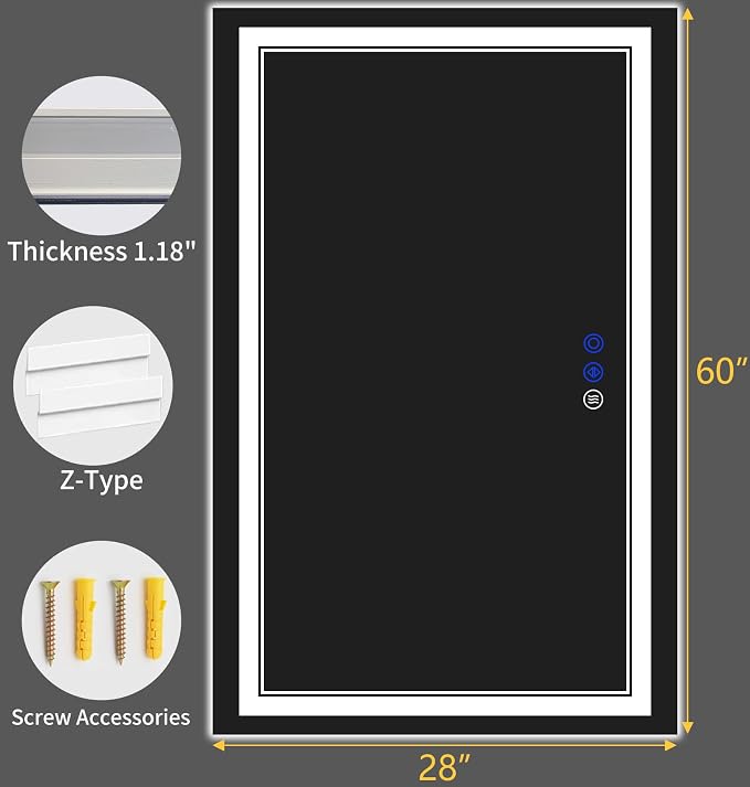 60"x28" LED Bathroom Mirror - Image 9