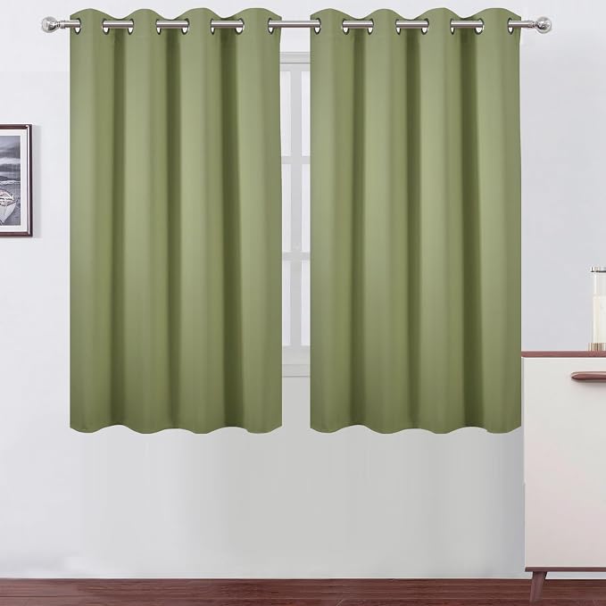 LEMOMO Blackout Curtains 66 x 54 Inch Long Sage Green Curtains Set of 2 Panels by Lemomo