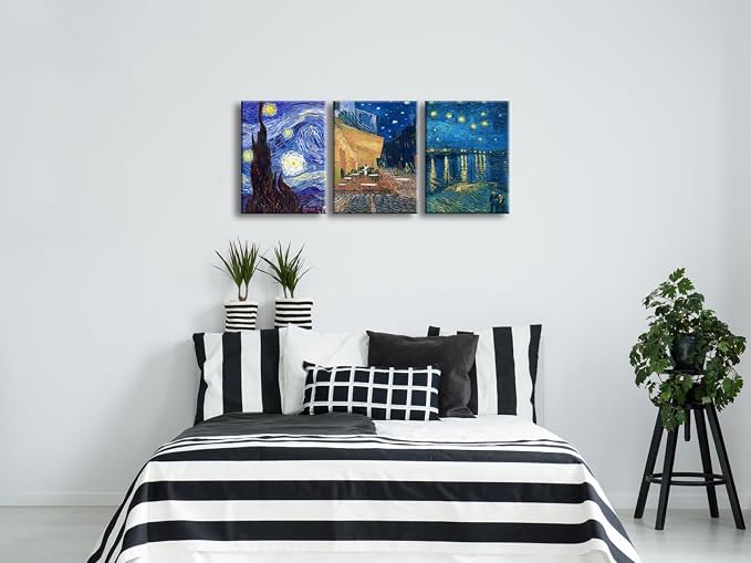 Wieco Art 3 Panels Canvas Prints of Vincent Van Gogh Paintings Reproduction - Image 3