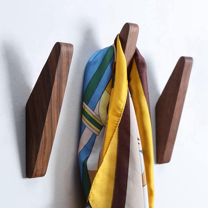 COCOYA 4Pack Wood Hooks Wall Mounted, Minimalist Easy Install Natural Real - Image 4