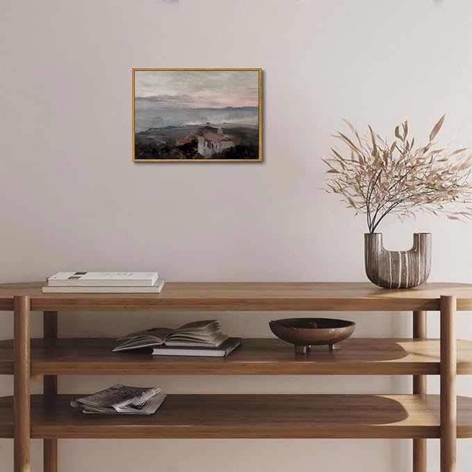 OIQArtOIQ Vintage Landscape Canvas Wall Art Framed Natural Scenery Painting - Image 2