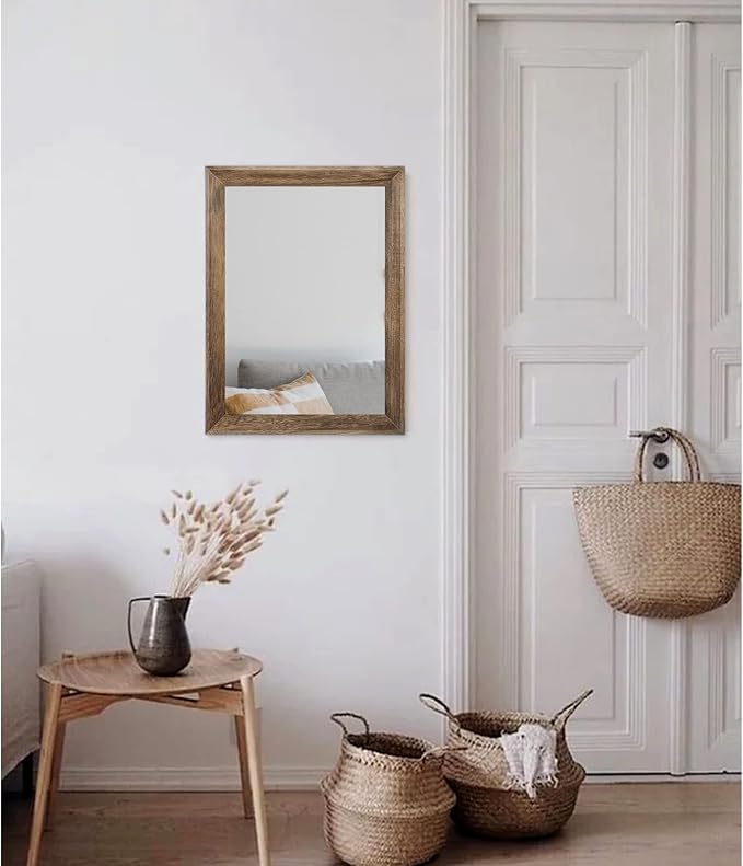 AAZZKANG Rustic Wood Mirror Rectangle Decorative Wall Mirrors - Image 5