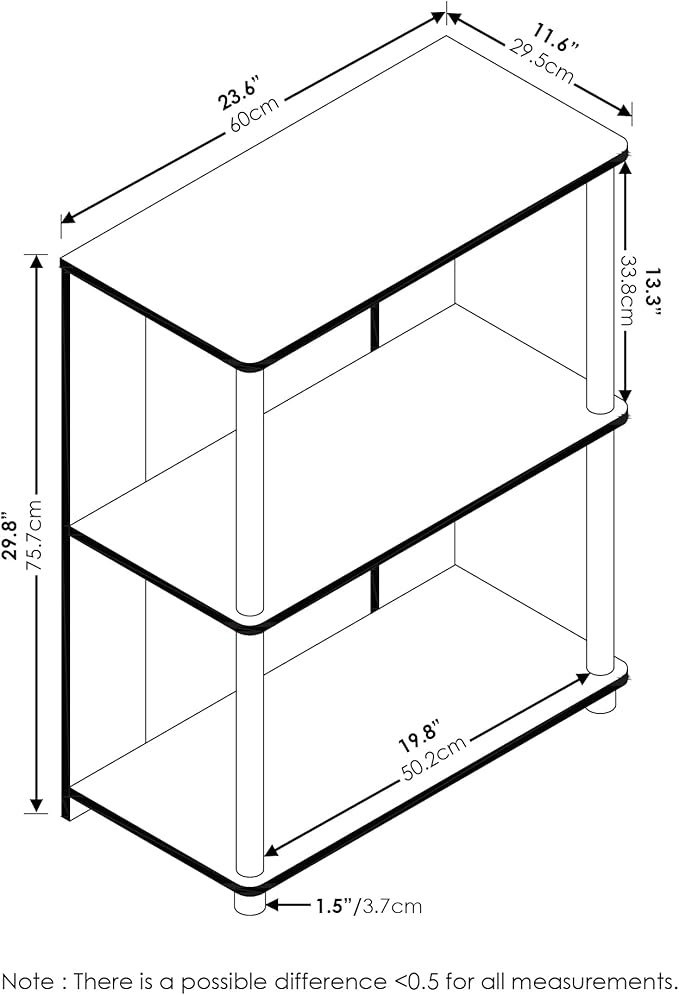 Furinno Jaya Simple Design 3-Tier Bookcase / Bookshelf / Display Rack - Image 3
