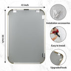40x30 Inch Gold Bathroom Mirror, Brushed Gold Metal Framed Rectangular Mirror - Image 6