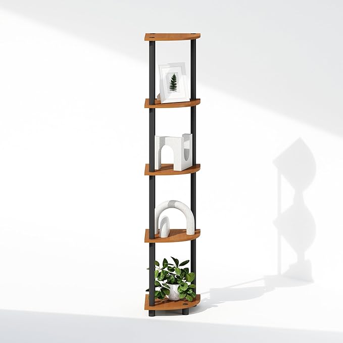 Furinno Turn-N-Tube Storage Shelves, 5-Tier Book Shelf, Corner Shelf, Toolless - Image 8