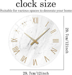 White Small Wall Clocks Battery Operated Marble Analog Clock - Image 5