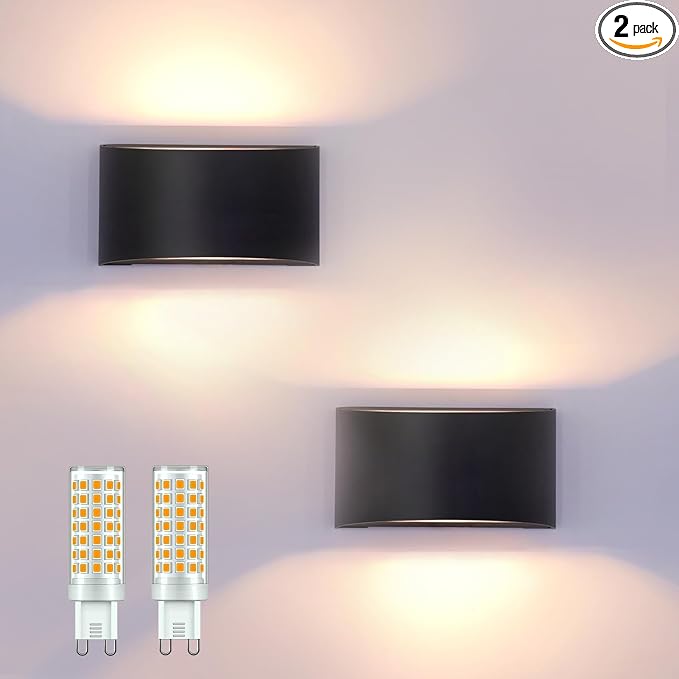 KICAAO Modern LED Wall Sconce, Warm White 3000K, Hardwired Indoor Black Wall by KICAAO