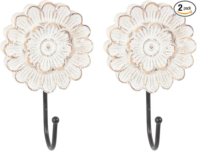 dwellington Distress Wood Flower Coat Hooks by dwellington