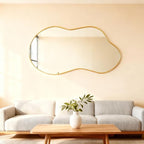 Itrue 20x36 Inch Gold Framed Irregular Tempered Glass Wall Mirror, Asymmetrical by Villacola