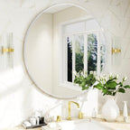 BEAUTYPEAK 30 Inch Round Mirror, Metal Frame Circle Mirror, Wall Mounted - Image 6